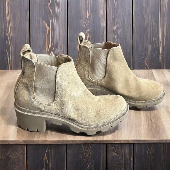 Steve Madden Boots Womens 10M Hadlee Chunky Platform Chelsea Bootie Brown Suede - Picture 1 of 7
